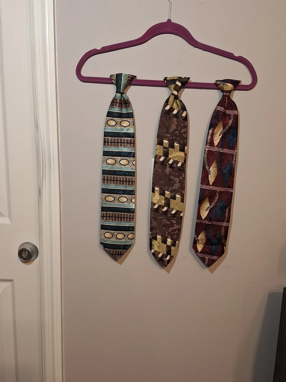 Trio Of 100% Microfiber Men's Patterned Clip On Ties - Made In USA